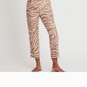 Ann Taylor Brown and Cream Zebra Print Cropped Pants XL